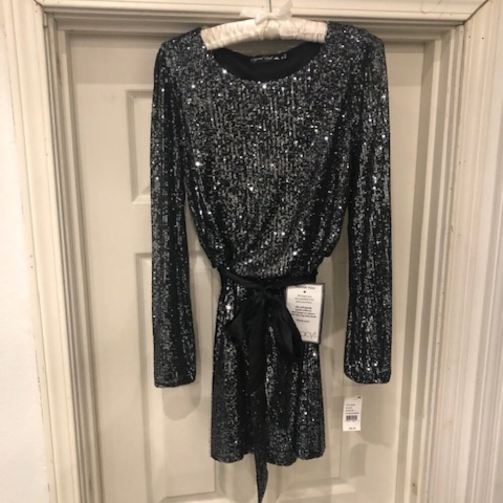 Crystal Doll Black/Silver Sequin Dress Size M